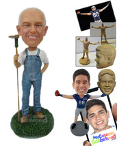 Personalized Bobblehead Mechanic Wearing Suspenders And Keeping One Hand In His  - £72.72 GBP