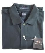 24/7 Lifestyle Mens Polo Shirt Black Performance 2-Button Short Sleeve L... - $14.80