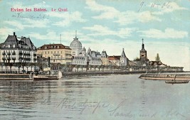 Evian Les Bains France ~ Le Quai ~1906 Carte Postale - £7.77 GBP