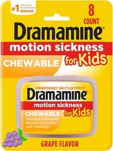 Dramamine Kids Chewable, Motion Sickness Relief, Grape Flavor, 8 Count - £11.95 GBP