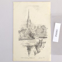 Vtg 30s Salisbury Cathedral England Judges Ltd Postcard Picture Pencil S... - $19.94