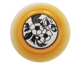 Vintage Oneida Deluxe Melamine orange with black flowers 8 inch plate - $12.00