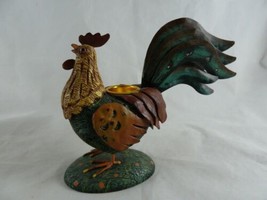 Rooster Candle Holder Home Decor Kitchen Resin and  Metal Color Painted Chicken  - £11.57 GBP