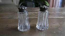 Antique Sterling Silver Crystal Salt Pepper Shakers 3.25&quot; - $77.62