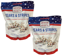 2 Packs Creative Snacks Co. Stars &amp; Stripes Yogurt Flavored Dipped Pretz... - £22.63 GBP