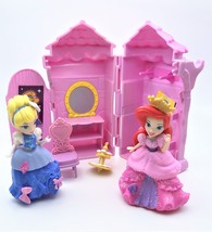 Disney Princess Snap-In Dolls Ariel &amp; Cinderella Set of 2 With Mini Castle - £8.82 GBP