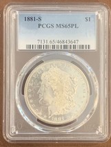 1881 S- Morgan Silver Dollar- PCGS- MS65 PL (Proof-like) - £319.00 GBP