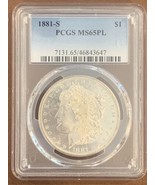 1881 S- Morgan Silver Dollar- PCGS- MS65 PL (Proof-like) - £313.45 GBP