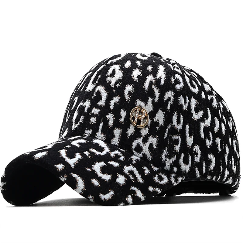Autumn Winter Leopard Print Baseball Cap New Women Warm Faux Fur Hat Fluffy - £13.03 GBP