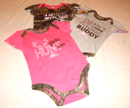 Baby Girls Mossy Oak 3 pc Pack Bodysuit Set Size 0/3 6/9 12 18 Months NEW Camo - £20.71 GBP