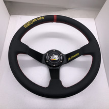 High Performance JDM Mugen Steering Wheel 14inch 350mm Deep Dish Leather Rally  - £70.95 GBP