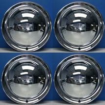 15&quot; Full Moon Smoothie Style Chrome Steel Hot Rod Hubcaps Wheel Covers N... - £110.16 GBP