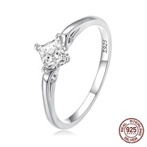Hot Sale Real 925 Sterling Silver Lucky Circle Finger Rings For Women Heart CZ R - £24.50 GBP