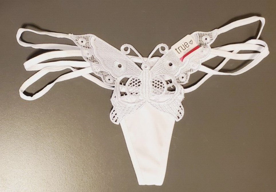 Primary image for Rue 21 Women's T-Back Thongs White Size LARGE Butterfly Front Triple Strap New