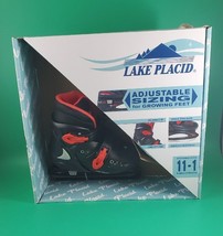 Youth / Boys Adjustable Lake Placid Ice Skates Size 11-1/ Black W/ Red NIB - £17.02 GBP