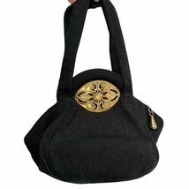 VTG 1940s GUILD ORIGINAL Black Corde Bag w/ BRASS Floral Decal - $2,085.20 MXN