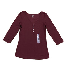 OLD NAVY Women&#39;s 3/4 Sleeve Slim-Fit Ribbed-Knit Wine Henley size XS NWT - £10.79 GBP