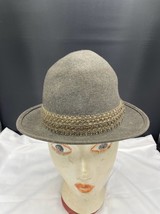 The Bowman Hat Felted Virgin Wool Fedora Microfelt Braided Hat Band Grey Wool - $72.57