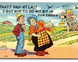 Comic Paw is Finally Helping in the Garden Linen Postcard S1 - $4.90
