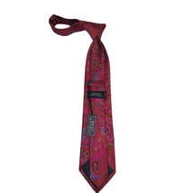 Men's 100% Silk Necktie By Bruno Piattelli Paisley Floral Fancy BP17 Fuchsia Red image 3