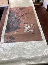 Children At Play On A Winter’s Day - Ink/Color On Silk - Scroll Painting... - $650.22 MXN