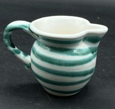 Gmundner Keramik Austria Green Dizzy Stripe Hand Painted Dizzi Creamer 2... - $35.63