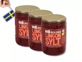 3 Jars Garant Organic Lingonberry Jam - Handpicked Berries from Scandina... - $27.93