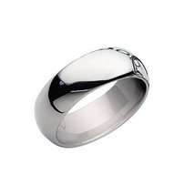 Polished Silver-tone Stainless Steel Men Unisex Wedding Band Ring - £11.91 GBP