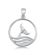 Whale tail ocean wave sterling silver pendant - $21.78