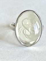 Ra Re Sterling Scorpio Ring Intaglio Reverse Carving Glass Essex Crystal Like - £563.46 GBP