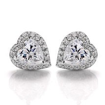 100% 925 Sterling Silver 4*6Heart Oval Moissanite Stud Earrings For Women Sparkl - £75.60 GBP