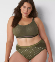 Lane Bryant CACIQUE Cotton High Leg Brief Panty GREEN POLKA DOTS Plus 30... - $15.03