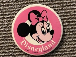 Vintage Minnie Mouse DISNEYLAND 3.5&quot; Pushback Pinback BUTTON Pin Collect... - $7.25