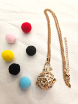 Essential Oil Ball Locket Necklace With Lava Ball &amp; 5 Diffuser Balls Brand New - £9.43 GBP