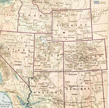 1916 Map Plateau States USA Montana Idaho Utah Arizona New Mexico Nevada... - $13.50