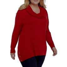 NWT Womens Size Medium Kim Rogers Red Ribbed Cowl Neck Lightweight Sweater - $21.55