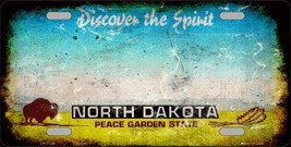 North Dakota State Background Rusty Novelty Metal License Plate - £17.49 GBP
