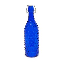Cobalt Blue Wine Oil Bottle With Spikes and Metal Clasp Plastic 12&quot; height - £19.05 GBP