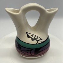 Hand Painted Kokopelli Navajo Wedding Vase  Signed Pottery 5” Southwestern - $32.71