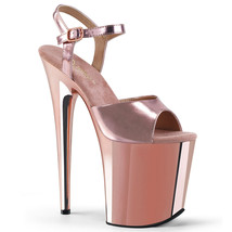 PLEASER Sexy 8&quot; Heel Stripper Rose Gold Platform Ankle Strap Women&#39;s Shoes - £61.65 GBP