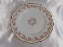 Six White LRL Limoges Salad Plates with Pink Flowers # 23395 - $58.36