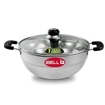 Stainless Steel Multi Purpose Kadai with 2 idli Plate(10 Idli) and Glass... - $50.48