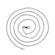 22&quot; Cable Rolo Link Chain Necklace 14K White Gold - £202.58 GBP