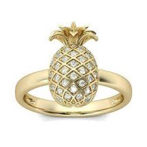 2.45Ct Simulated Diamond Pineapple Engagement Ring 14K Yellow Gold Plated Silver - £86.12 GBP