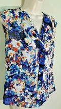 Worthington Blue Floral Sleeveless Button Front Semi Sheer Blouse Sz S NWT - $12.99