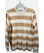 E5 Men&#39;s Sweater Cream Wheat Long Sleeves Lightweight 100% Cotton Size L... - $19.99