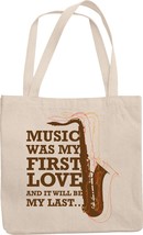 Make Your Mark Design Music Was My First Love Romantic Fun Reusable Tote Bag For - £17.30 GBP