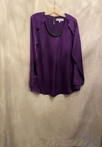 EUC G By Giuliana Rancic Purple Satin Blouse Size Large - £18.99 GBP