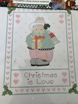 Bucilla Daisy Kingdom Stamped Cross Stitch Sampler Christmas Is Love #63444 1992 - £9.74 GBP
