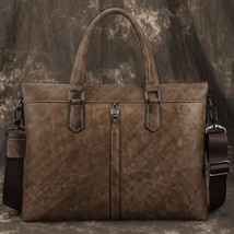 Men Bag 2022 New Leather Business Briefcase First Layer Cowhide Handbag Large Ca - £115.18 GBP